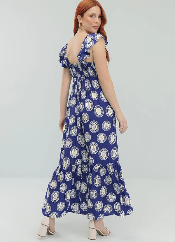 Angel - Vestido Midi Viscose Estampada Azul 2