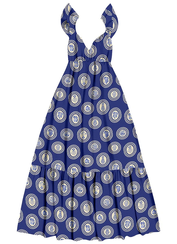 Angel - Vestido Midi Viscose Estampada Azul 3