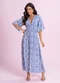 Angel - Vestido Midi Viscose Estampada Azul - variação: Azul