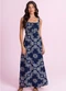 Angel - Vestido Midi Viscose Estampada Marrom - variação: Azul