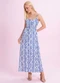 Angel - Vestido Midi Viscose Estampada Azul - variação: Azul