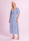 Angel - Vestido Midi Viscose Estampada Branco - variação: Azul
