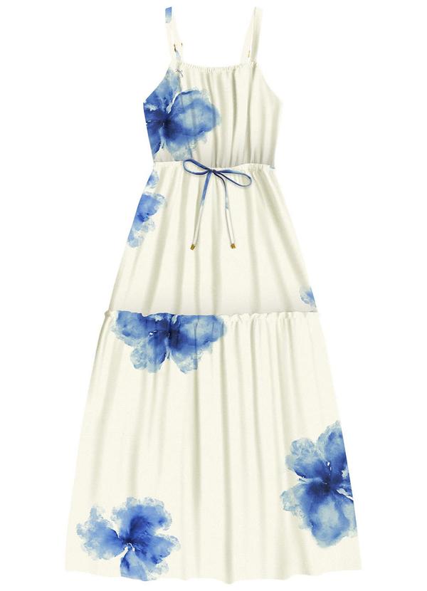 Angel - Vestido Midi Viscose Estampada Branco