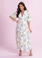 Angel - Vestido Midi Viscose Estampada Azul - variação: Branco