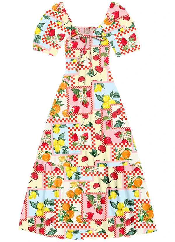 Angel - Vestido Midi Viscose Estampada Estampado