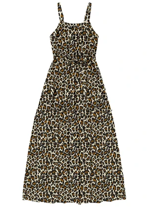 Angel - Vestido Midi Viscose Estampada Preto - ANGEL