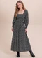 Angel - Vestido Midi Viscose Estampada Bege - variação: Preto
