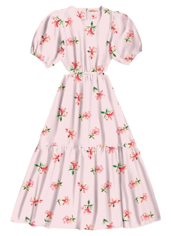 Angel - Vestido Midi Viscose Estampada Rosa 4