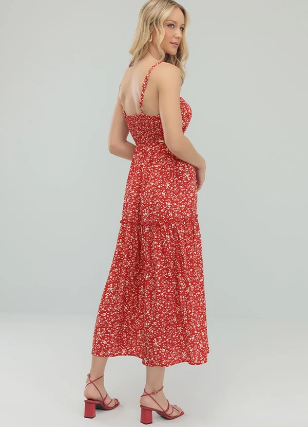Angel - Vestido Midi Viscose Estampada Vermelho 2