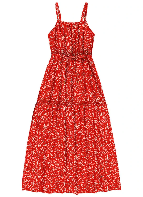 Angel - Vestido Midi Viscose Estampada Vermelho 4