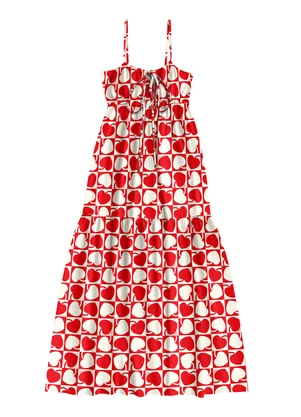 Angel - Vestido Midi Viscose Estampada Vermelho - ANGEL