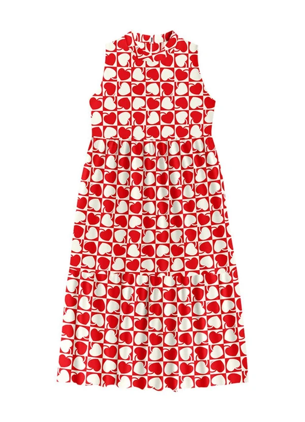 Angel - Vestido Midi Viscose Estampada Vermelho 3