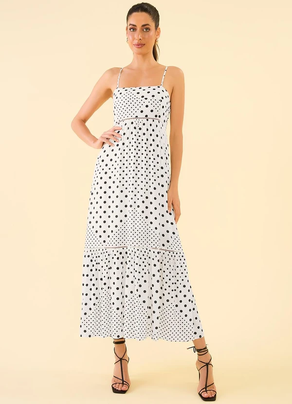 Angel - Vestido Midi Viscose Estampado Preto