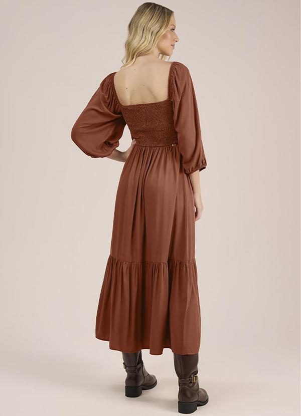 Angel - Vestido Midi Viscose Lisa Marrom 2