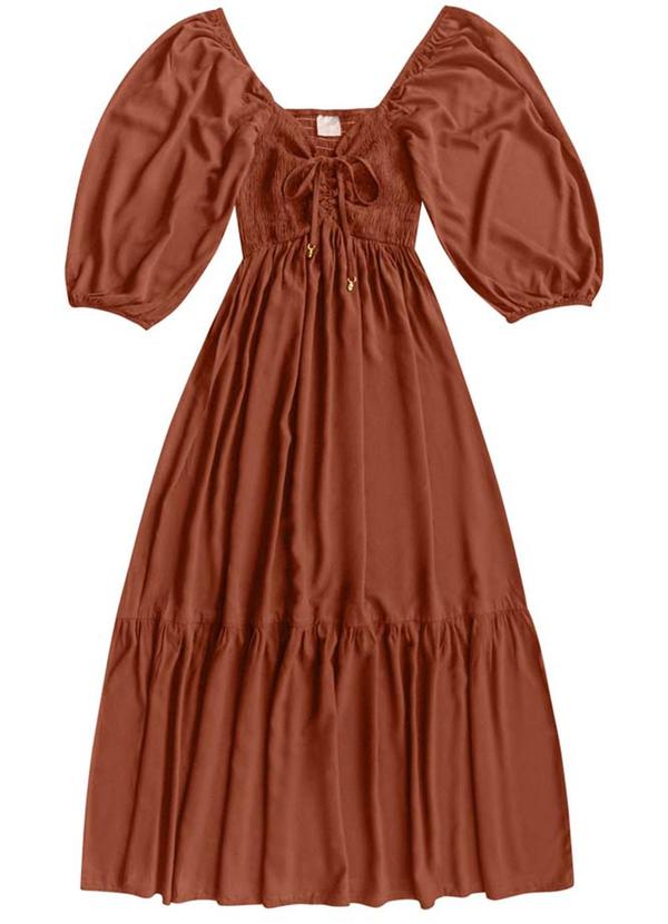 Angel - Vestido Midi Viscose Lisa Marrom 3