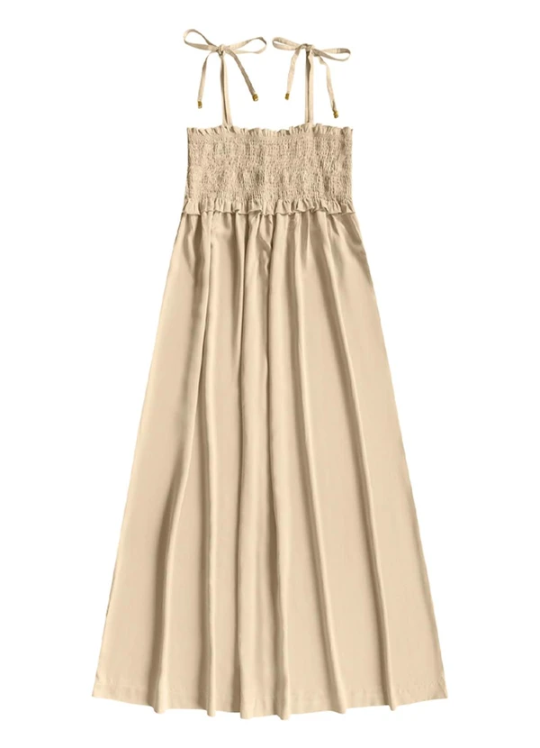 Angel - Vestido Midi Viscose Lisa Bege 3