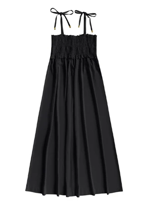 Angel - Vestido Midi Viscose Lisa Preto - ANGEL