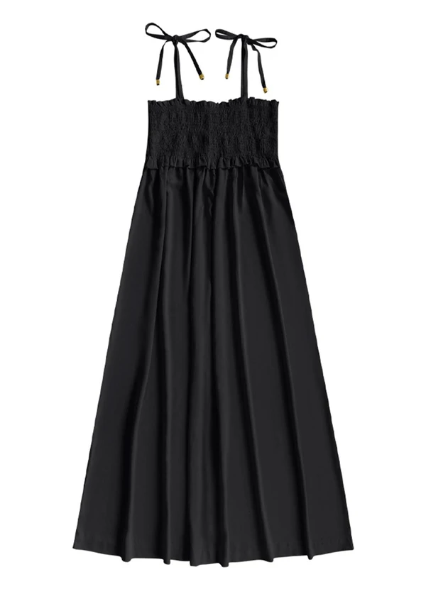 Angel - Vestido Midi Viscose Lisa Preto 1