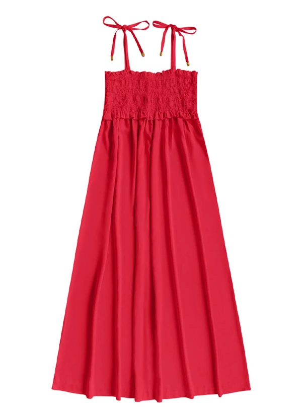 Angel - Vestido Midi Viscose Lisa Vermelho
