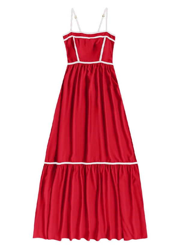 Angel - Vestido Midi Viscose Lisa Vermelho