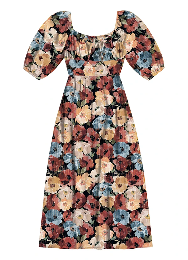 Angel - Vestido Midi Viscose Lurex Amarelo