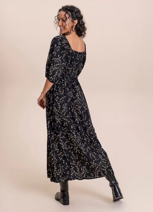 Angel - Vestido Midi Viscose Lurex Preto - ANGEL