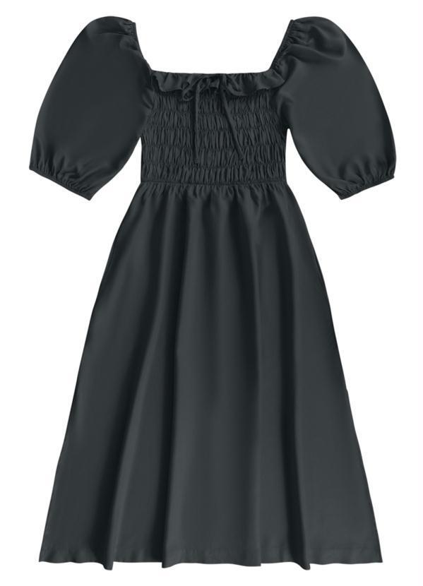 Angel - Vestido Midi Viscose Preto