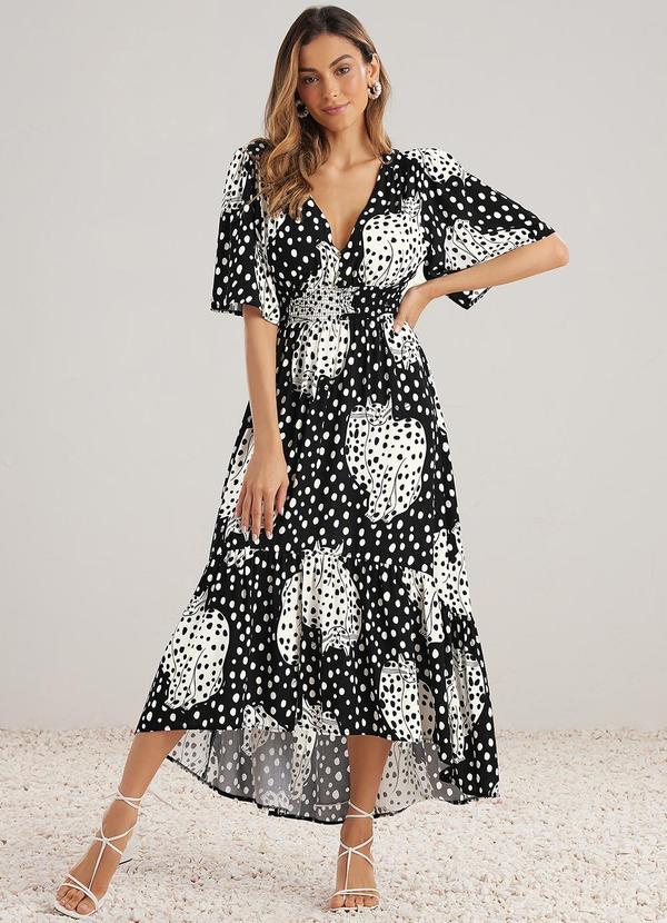 Angel - Vestido Midi Viscose Preto