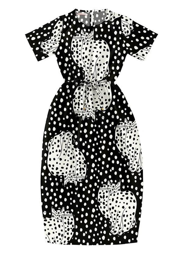 Angel - Vestido Midi Viscose  Preto