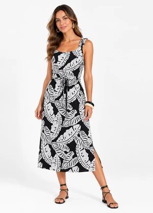 Select - Vestido Midi Viscose Preto - SELECT