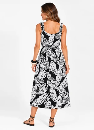 Select - Vestido Midi Viscose Preto - SELECT