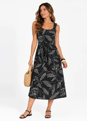 Select - Vestido Midi Viscose Preto - SELECT