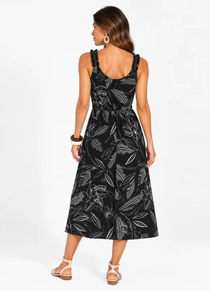 Select - Vestido Midi Viscose Preto - SELECT