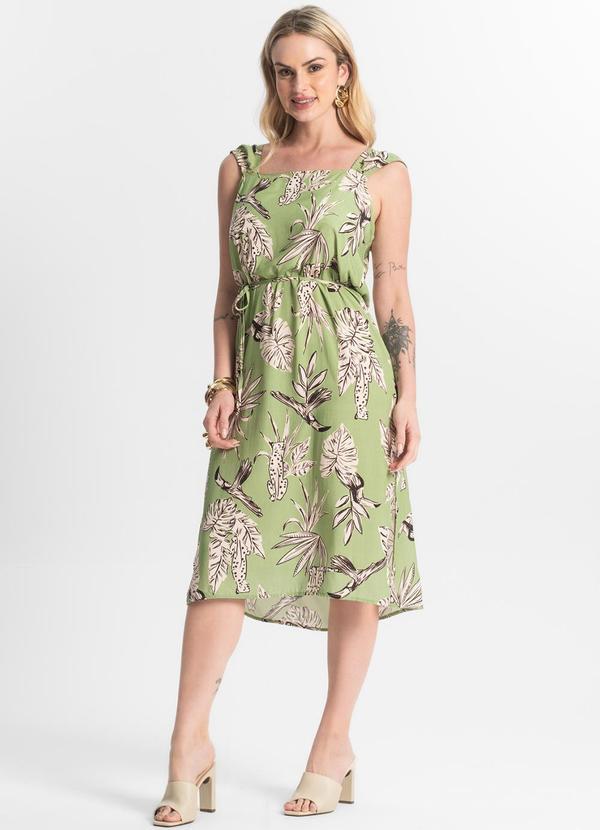Select - Vestido Midi Viscose Verde