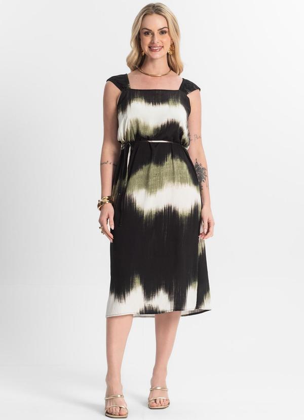 Select - Vestido Midi Viscose Verde