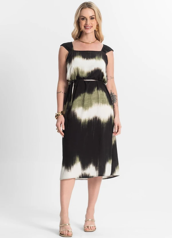 Select - Vestido Midi Viscose Verde