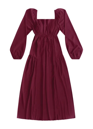 Angel - Vestido Midi Viscose Vermelho - ANGEL