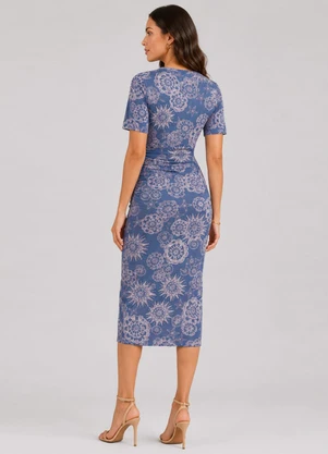 Infinita Cor - Vestido Midi Viscotorcion Rotativo Azul - INFINITA COR