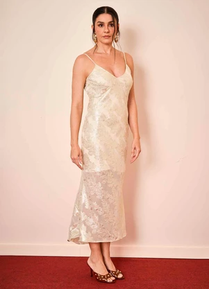 Doce Trama - Vestido Midi Wild Orchid de Alça Branco - DOCE TRAMA