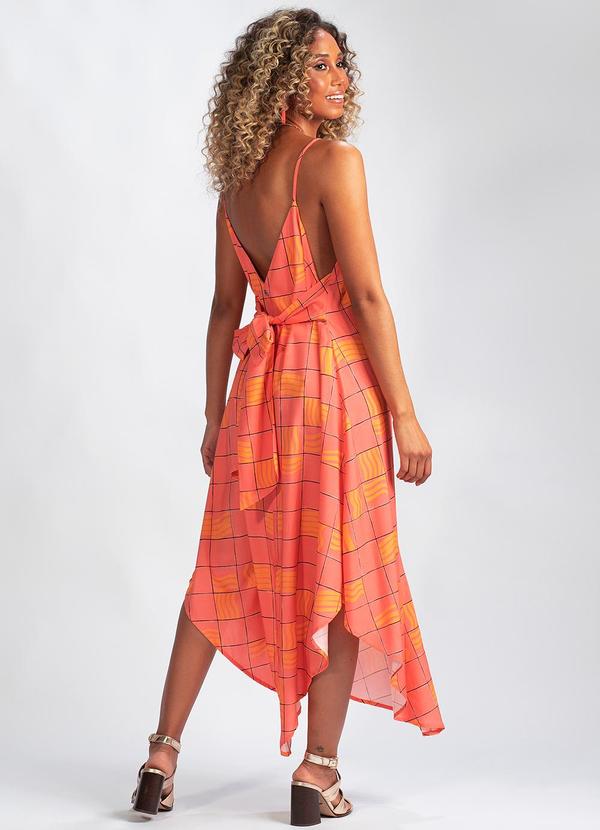 Animale Jeans - Vestido Midi Xadrez Listras Viscose Rosa 2