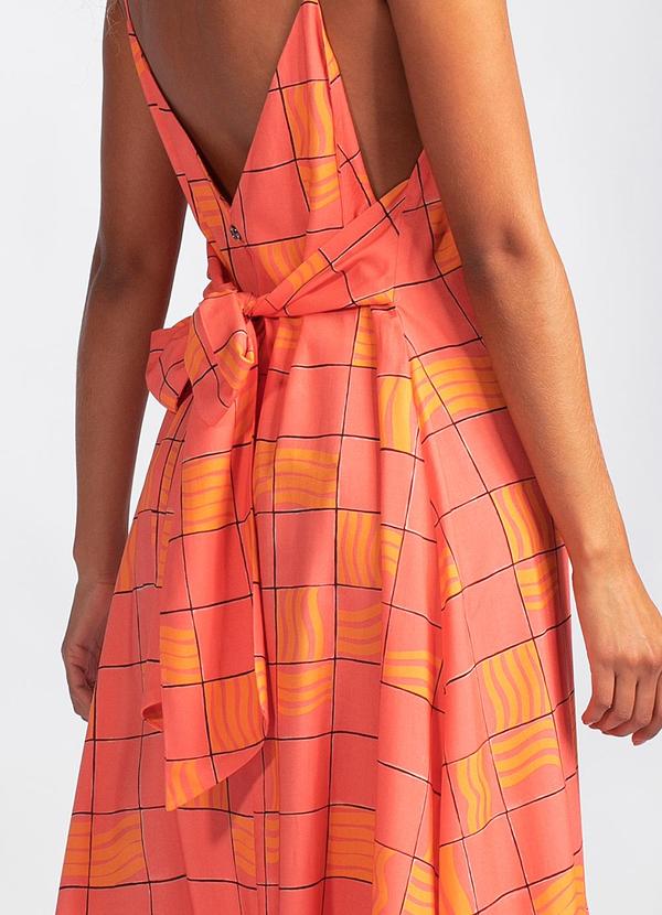 Animale Jeans - Vestido Midi Xadrez Listras Viscose Rosa 4