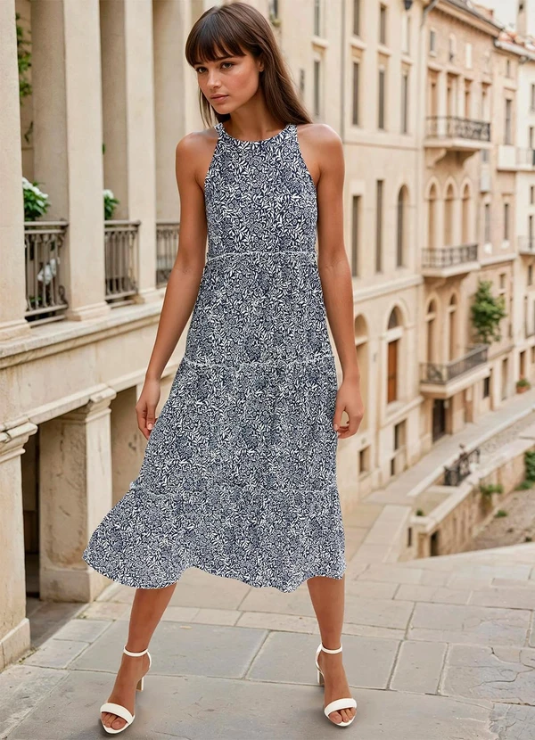 bonprix - Vestido Mini Floral em Malha Fria