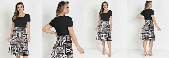 Vestido Mix de Estampa Evas�
