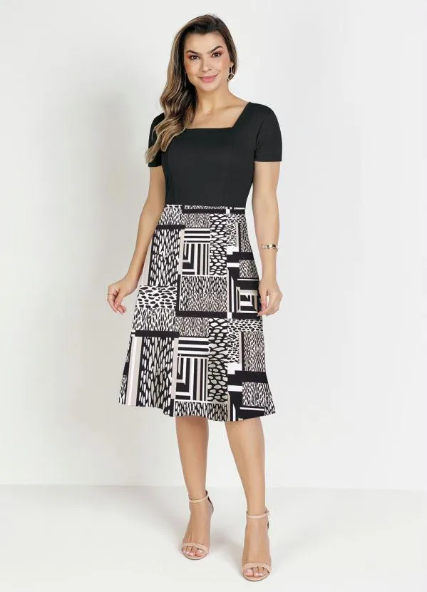 Rosalie - Vestido Mix de Estampa Evasê 3