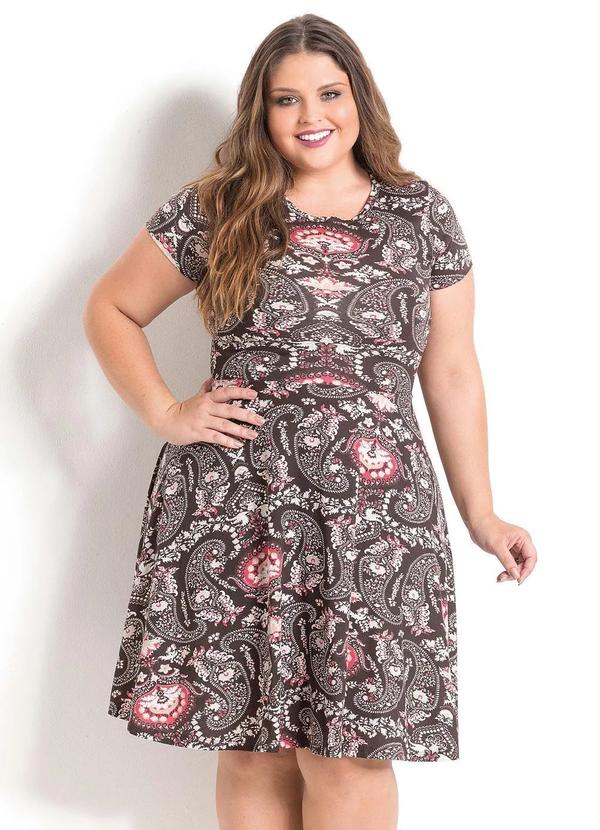 Outlet - Vestido Moda Evangélica Estampado Manga Curta 2