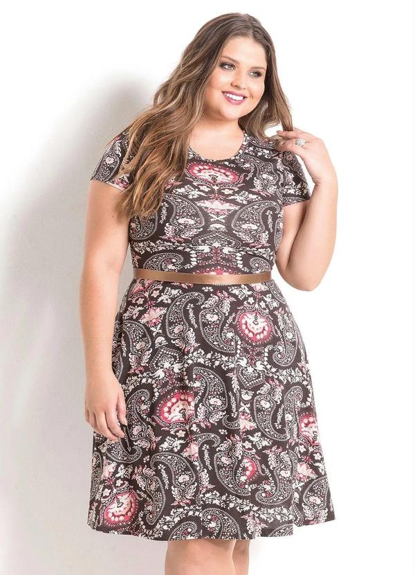 Outlet - Vestido Moda Evangélica Estampado Manga Curta 4