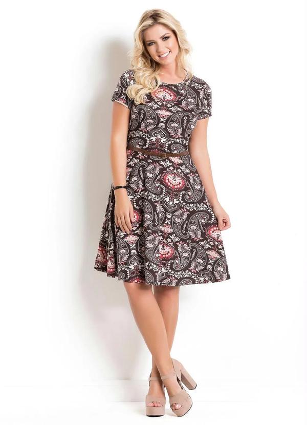 Outlet - Vestido Moda Evangélica Estampado Manga Curta 6