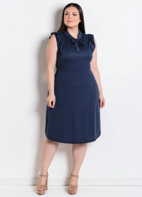 Rosalie - Vestido Marinho com Gola Laço 10