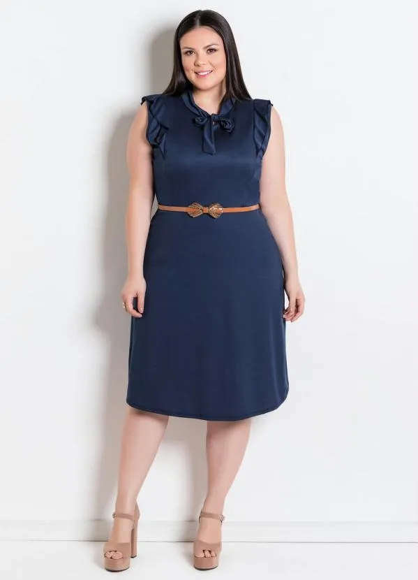 Rosalie - Vestido Marinho com Gola Laço 11