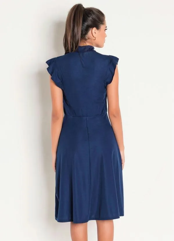 Rosalie - Vestido Marinho com Gola Laço 3